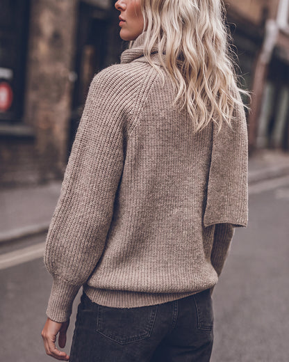 Lässiger Strickpullover für Damen im Wickelstil mit Wasserfallkragen