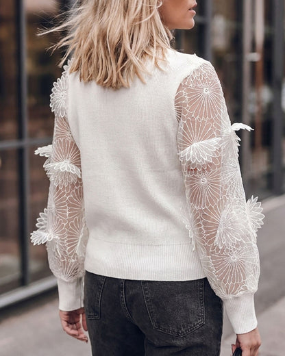 Cardigan en maille à manches longues pour femmes, pull en tricot brodé à col en V, boutons en strass, côtelé, coupe cintrée, manteau décontracté