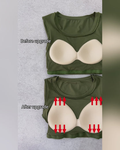 Chicme Built In Bra U Neck Long Sleeve Ribbed Top