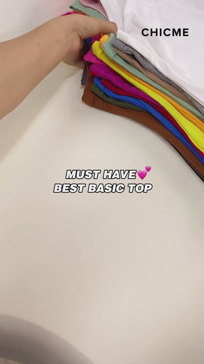 O-Neck Sleeveless Basic Slim Fit Skinny Tank Casual Top(Without Pads)