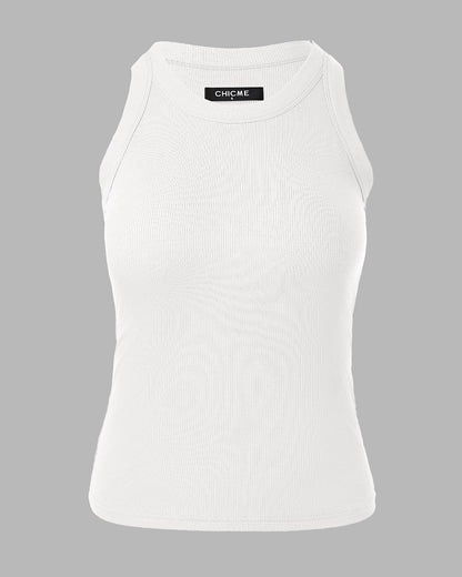 ChicMe Built-in Bra Ribbed Round Neck Tank Top